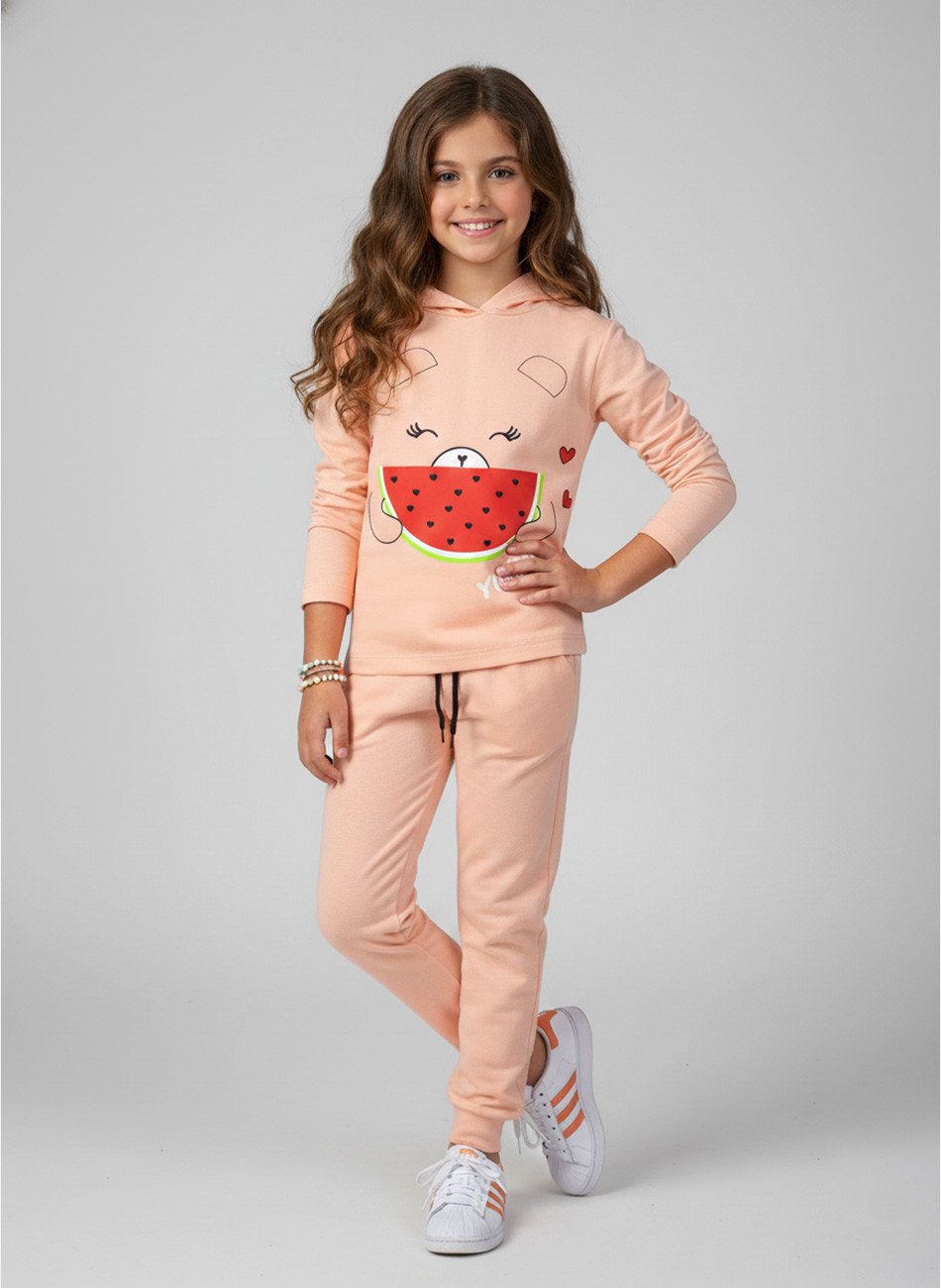 Conjunto Infantil Menina Moletom Yummy Pêssego 0400 - Laluna