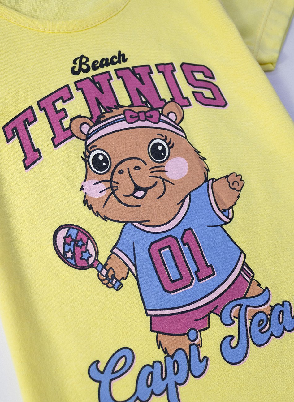 Conjunto Infantil Menina Tennis Capi Team Amarelo 09 - Laluna