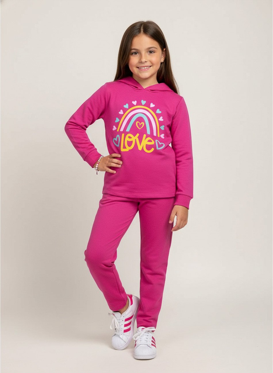 Conjunto Infantil Menina Moletom Love Pink 139 - Laluna