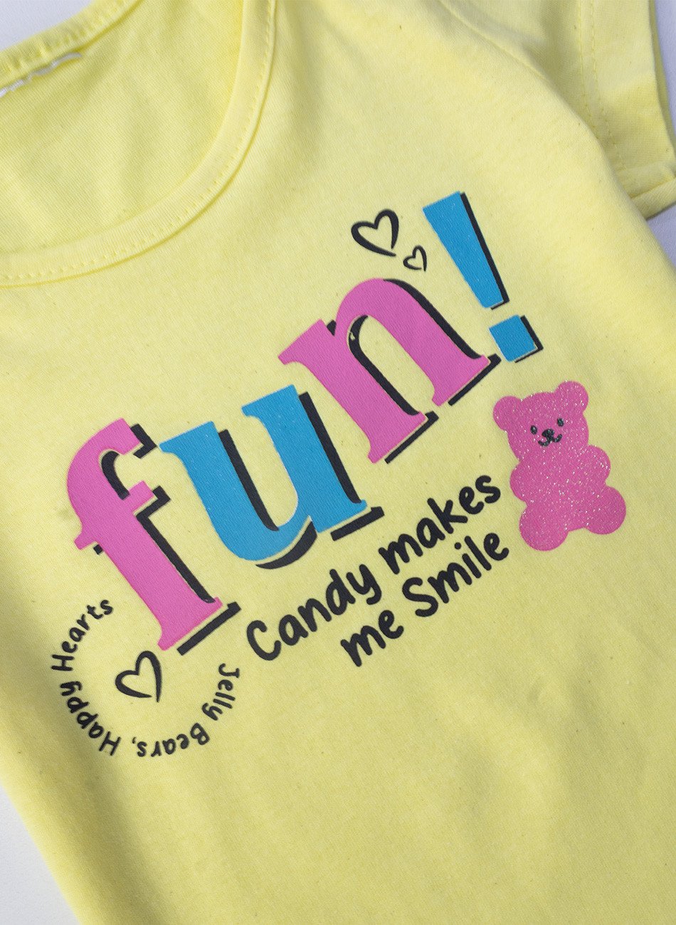 Conjunto Infantil Menina Fun! Urso Amarelo 0734 - Laluna