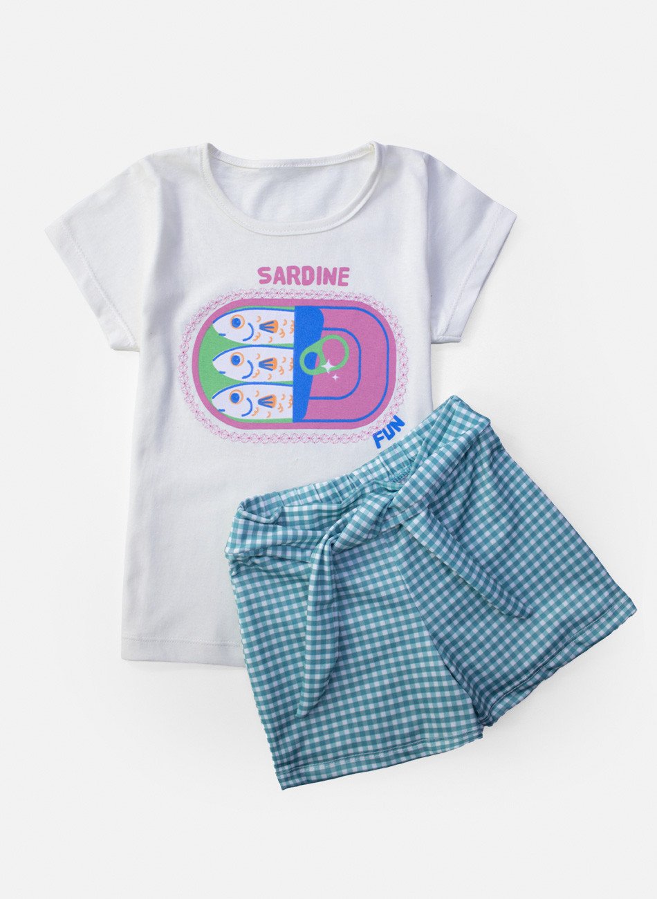 Conjunto Infantil Menina Sardine Fun Creme 0748 - Laluna