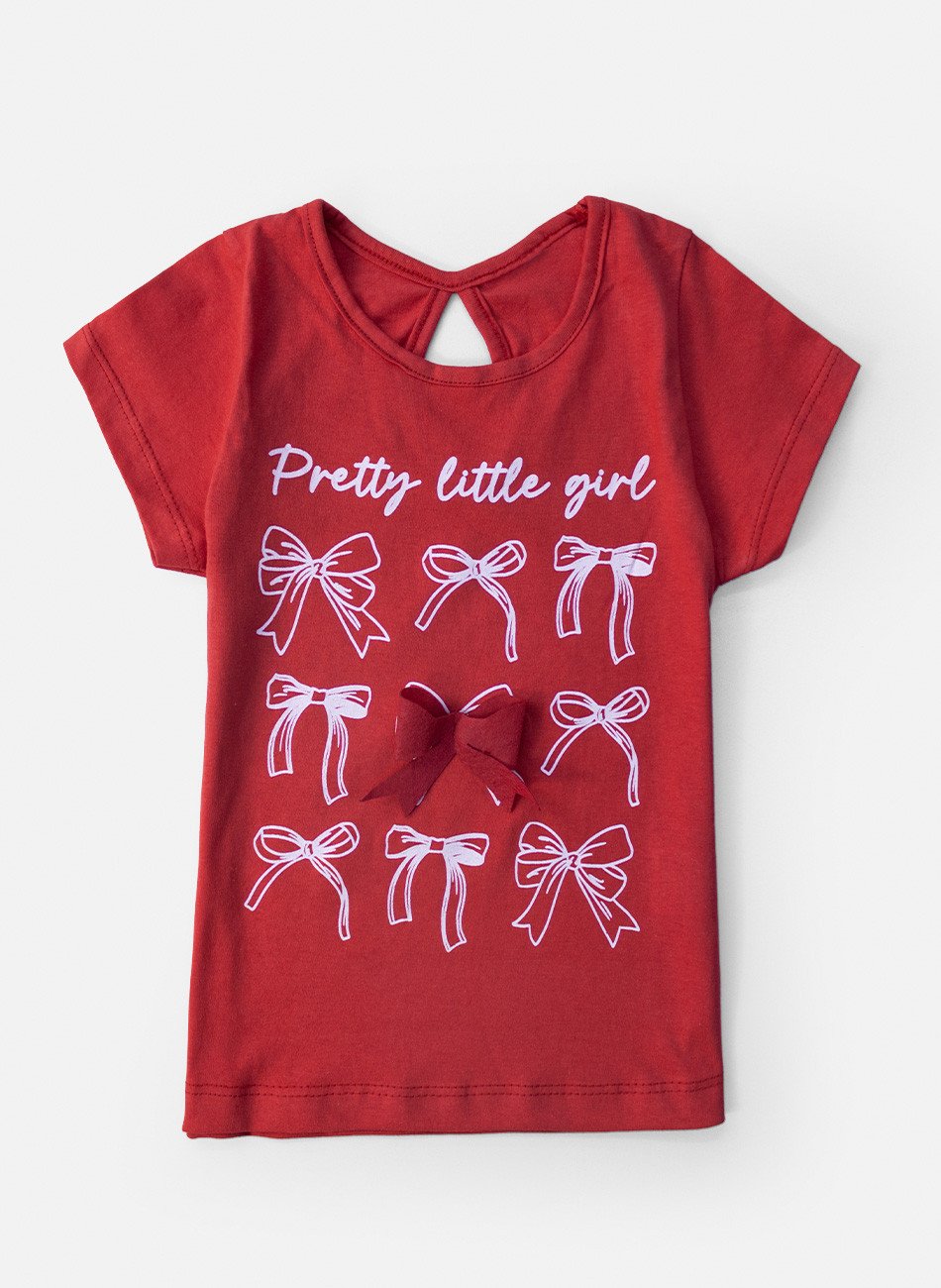 Conjunto Infantil Menina Laços Pretty Little Girl Vermelho 06 - Laluna