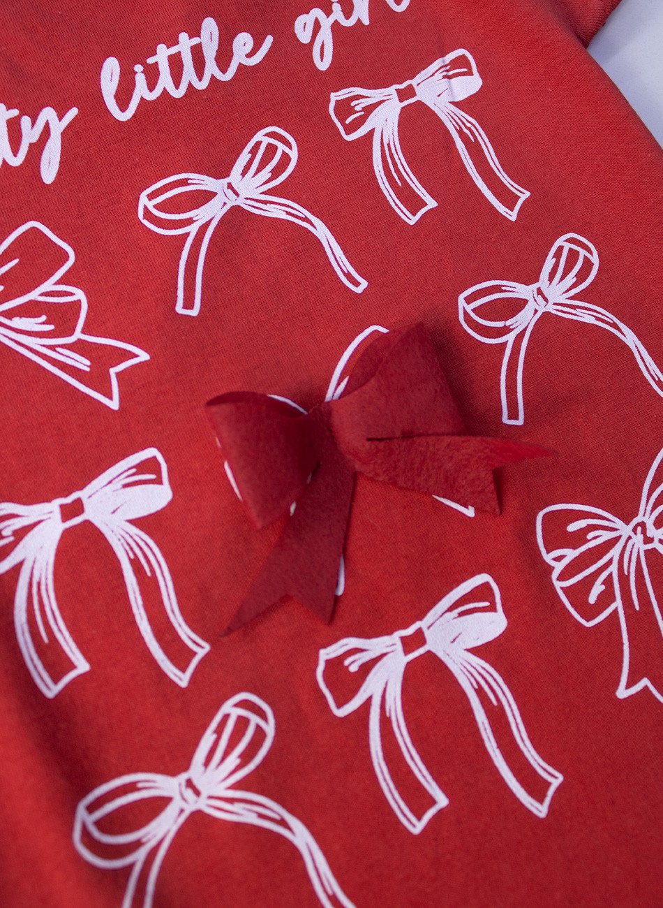 Conjunto Infantil Menina Laços Pretty Little Girl Vermelho 06 - Laluna