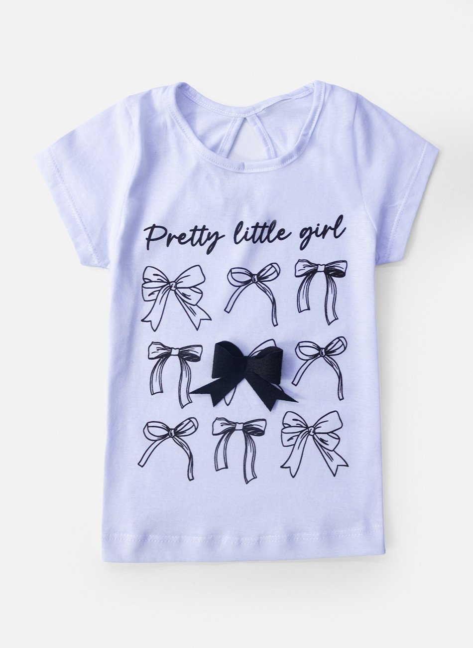 Conjunto Infantil Menina Laços Pretty Little Girl Branco 06 - Laluna