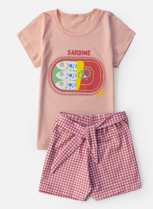 Conjunto Infantil Menina Sardine Fun Papaya 0748 - Laluna
