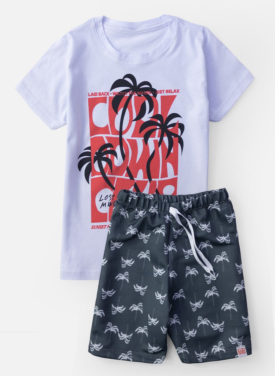 Conjunto Infantil Menino Palmeira Cool Branco 0406 - Torrox