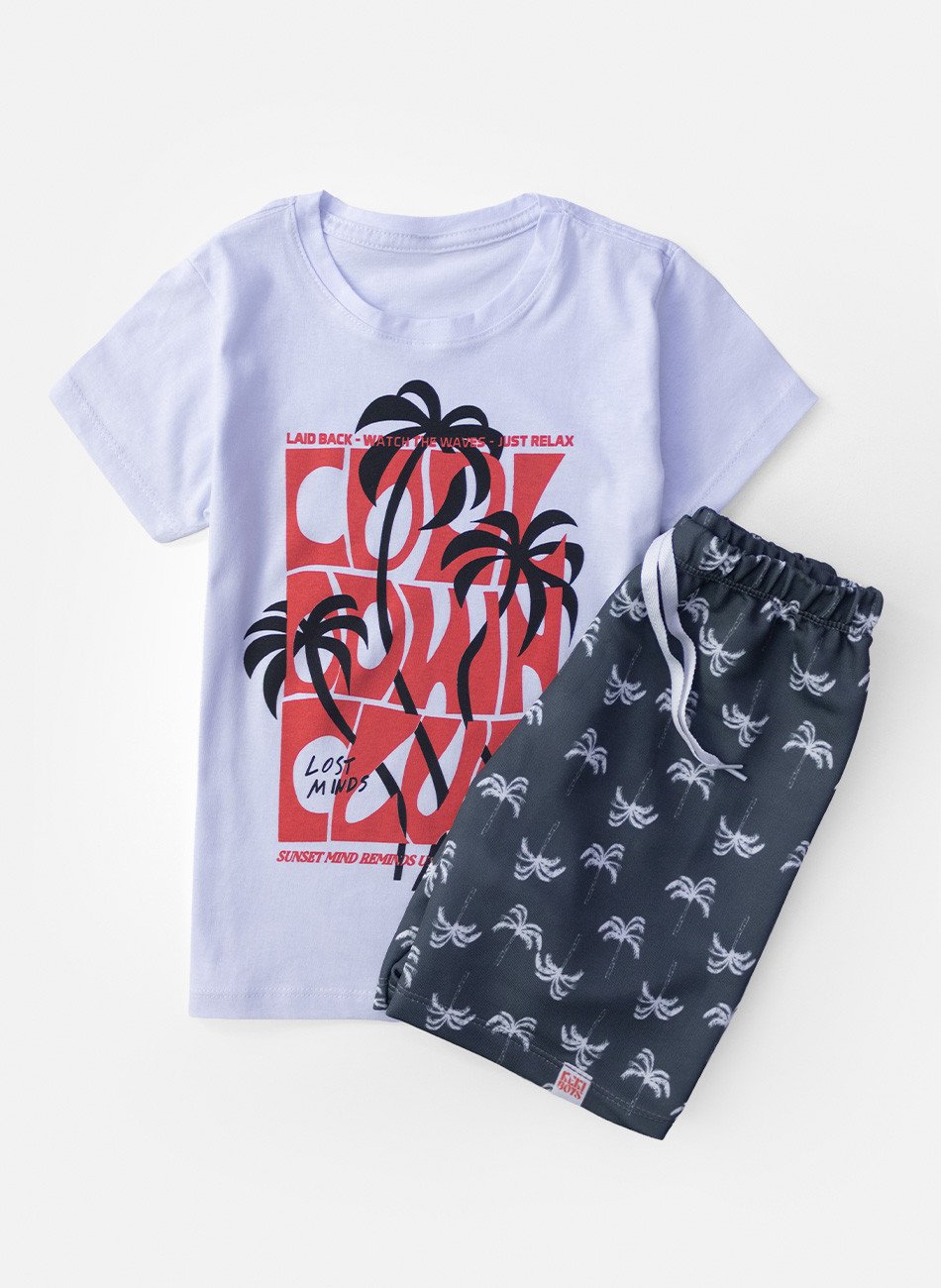 Conjunto Infantil Menino Palmeira Cool Branco 0406 - Torrox