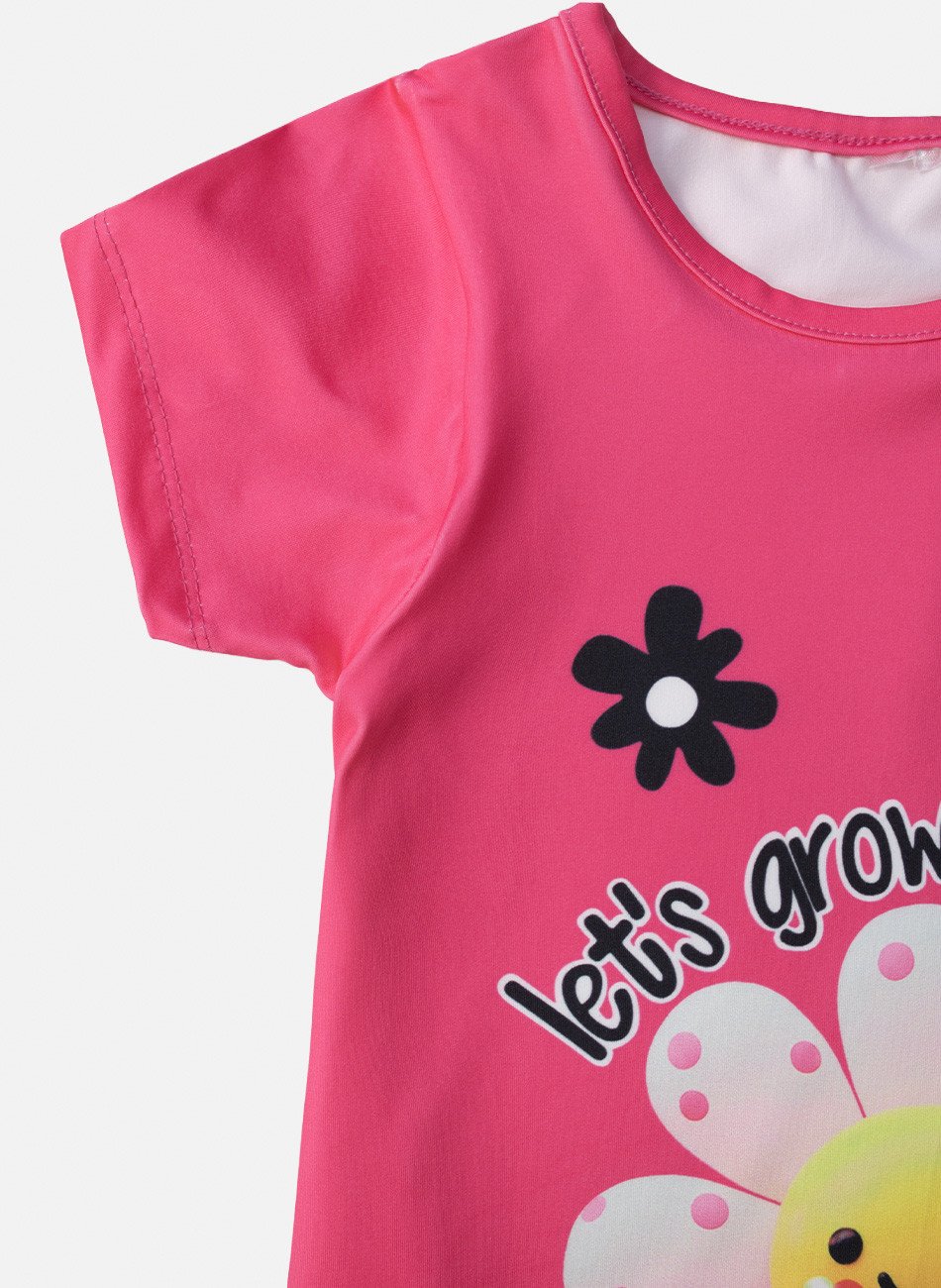 Vestido Infantil Manga Curta Let's Grow Pink 208 - Laluna