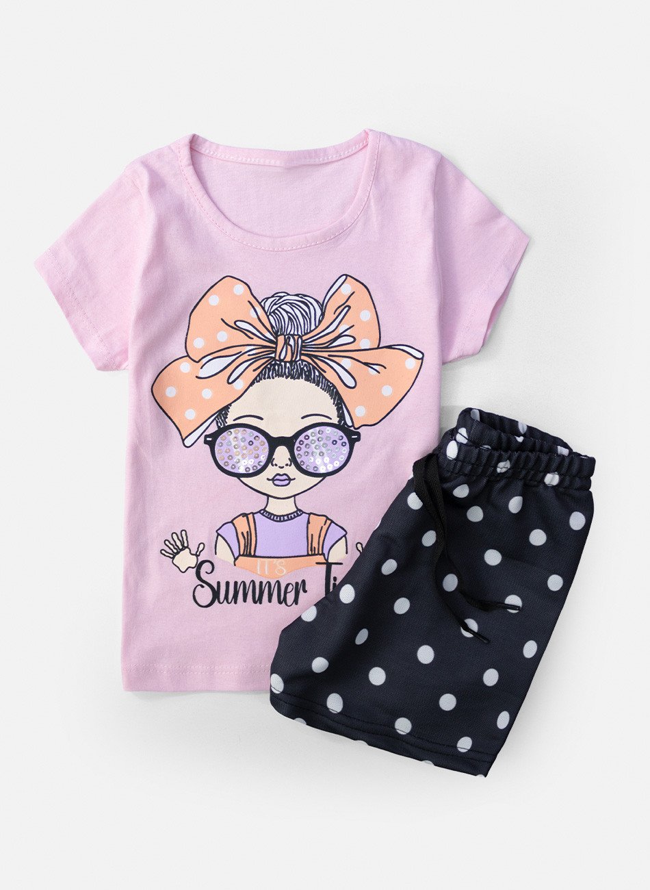 Conjunto Infantil Menina Summer Time Rosa Barbie 0501 - Laluna