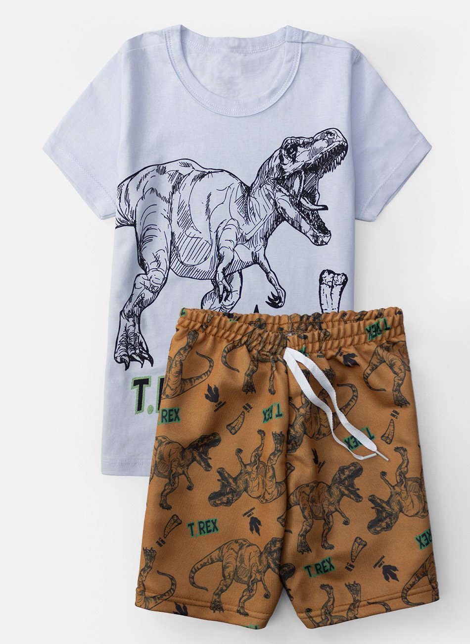 Conjunto Infantil Masculino T-Rex Branco 015 - Torrox