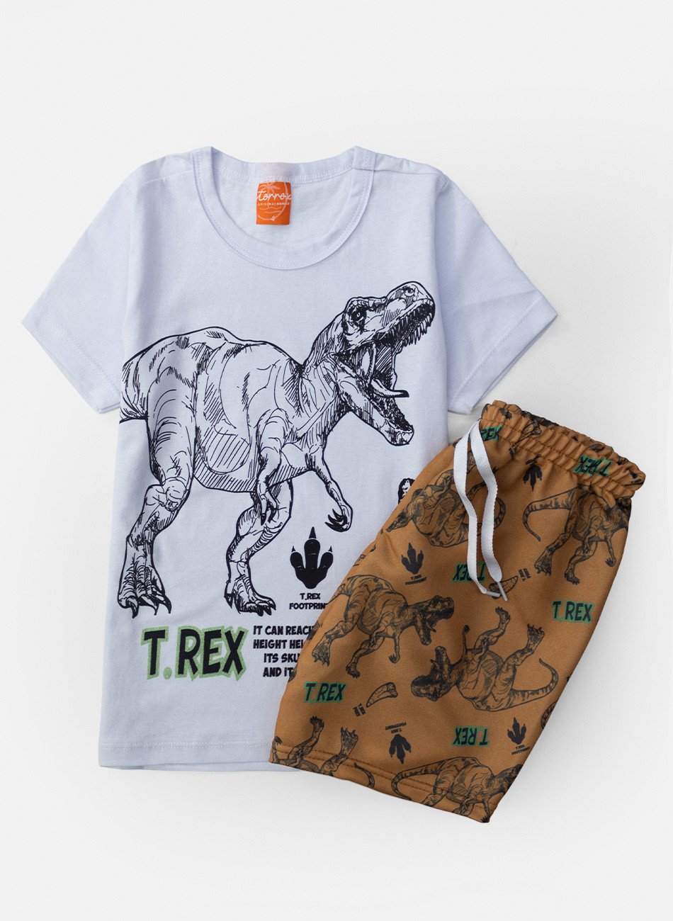 Conjunto Infantil Masculino T-Rex Branco 015 - Torrox