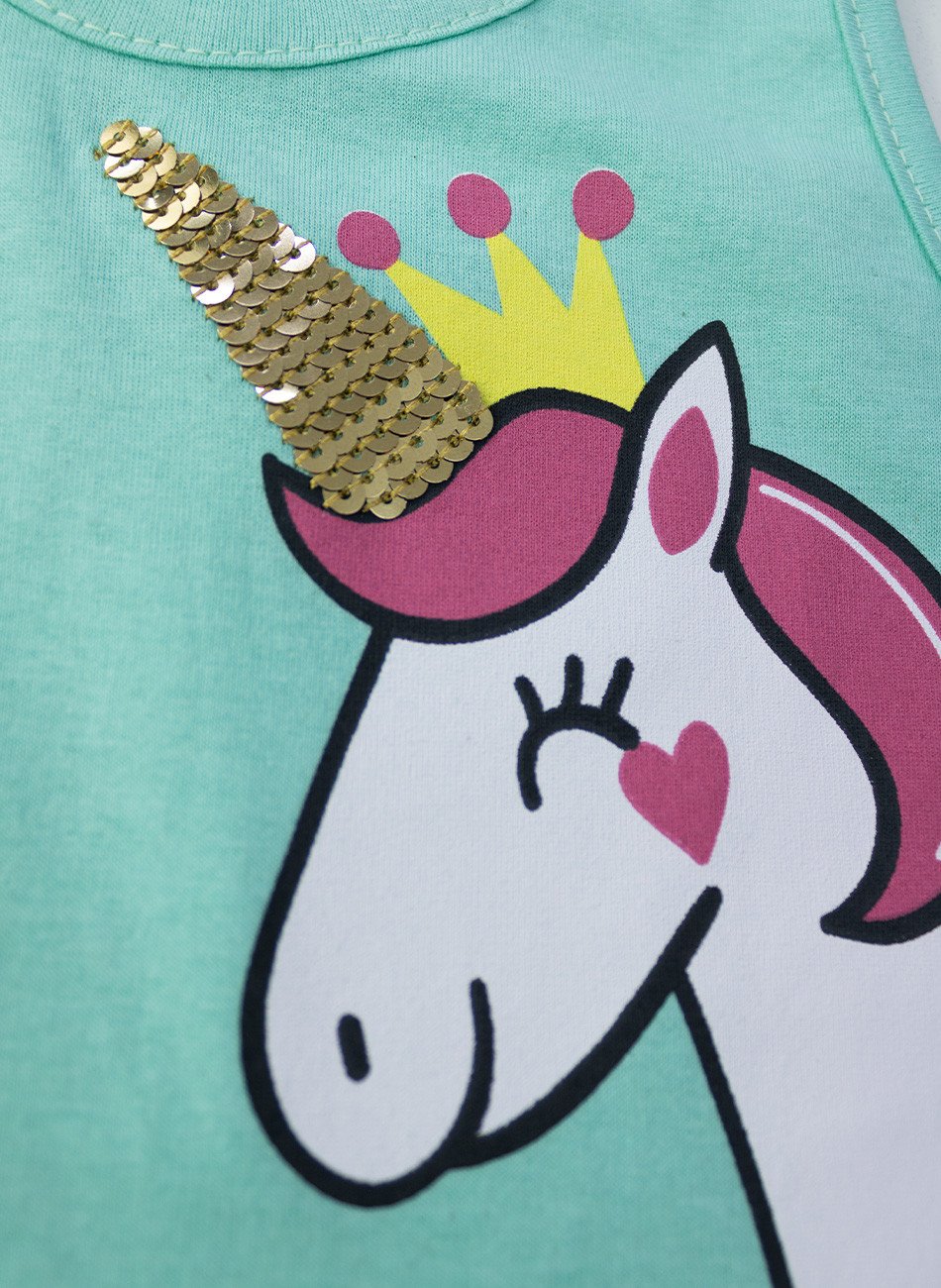 Conjunto Infantil Menina The Magic Of The Unicorn Verde 0712 - Laluna