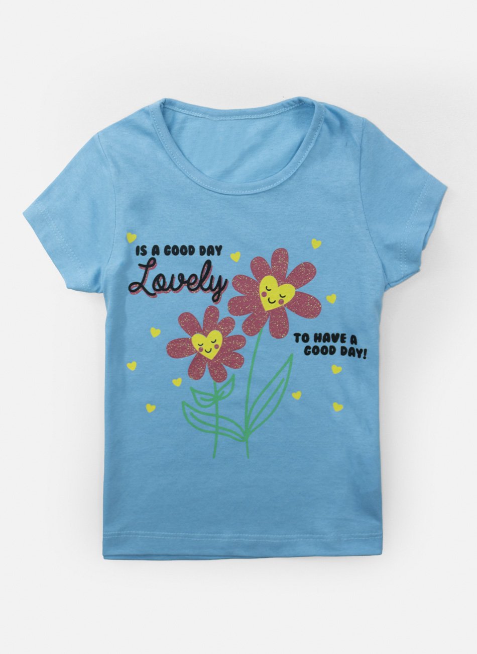 Conjunto Infantil Menina Lovely Flores Azul Bebê 0665 - Laluna