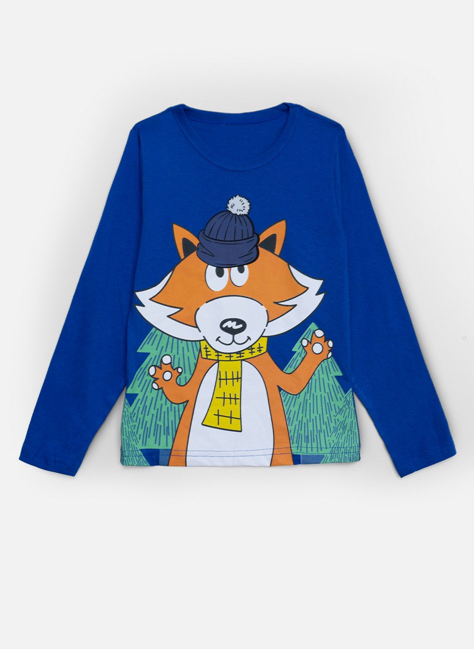 Conjunto Infantil Menino Meia Estação Raposa de Touca Azul 0111 - Keki Boys