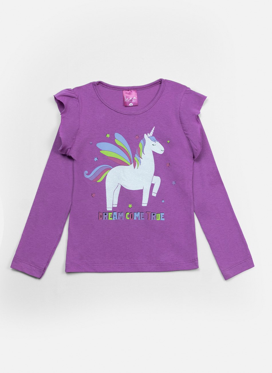 Conjunto Infantil Menina Meia Estação Unicórnio Dream Lilás 0461 - Laluna