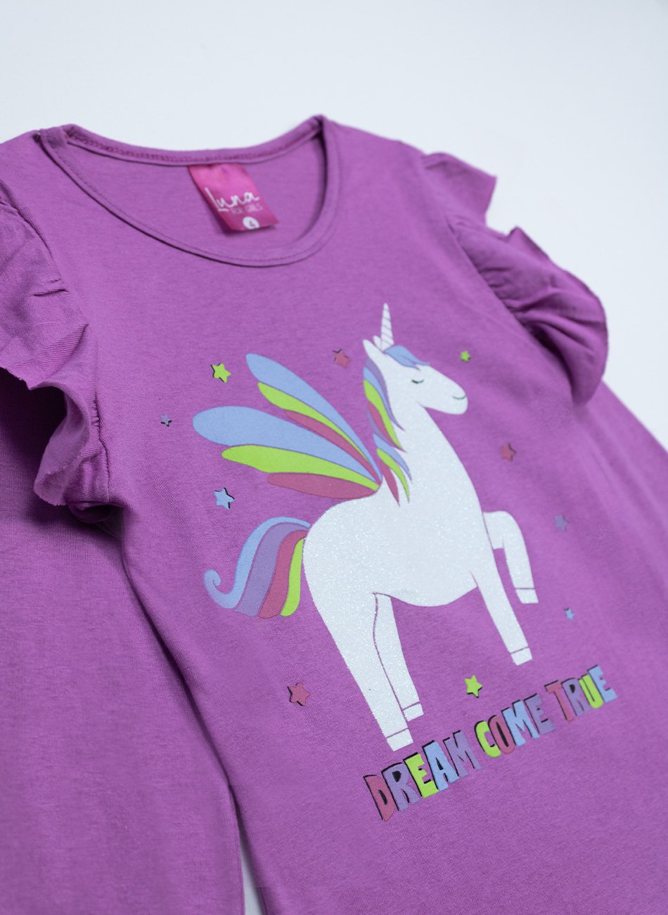 Conjunto Infantil Menina Meia Estação Unicórnio Dream Lilás 0461 - Laluna