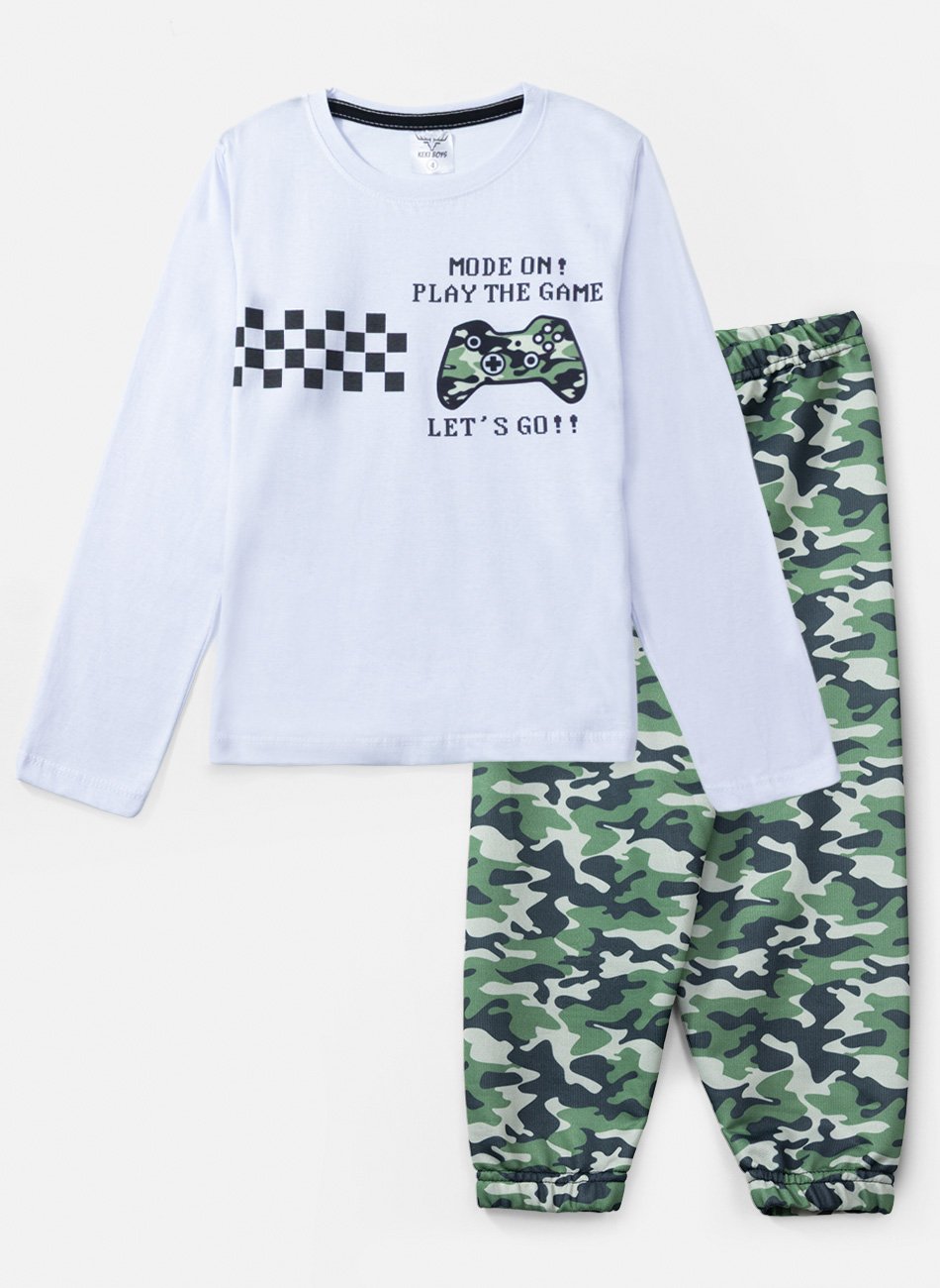 Conjunto Infantil Menino Meia Estação Controle Video Branco 0138- Keki Boys