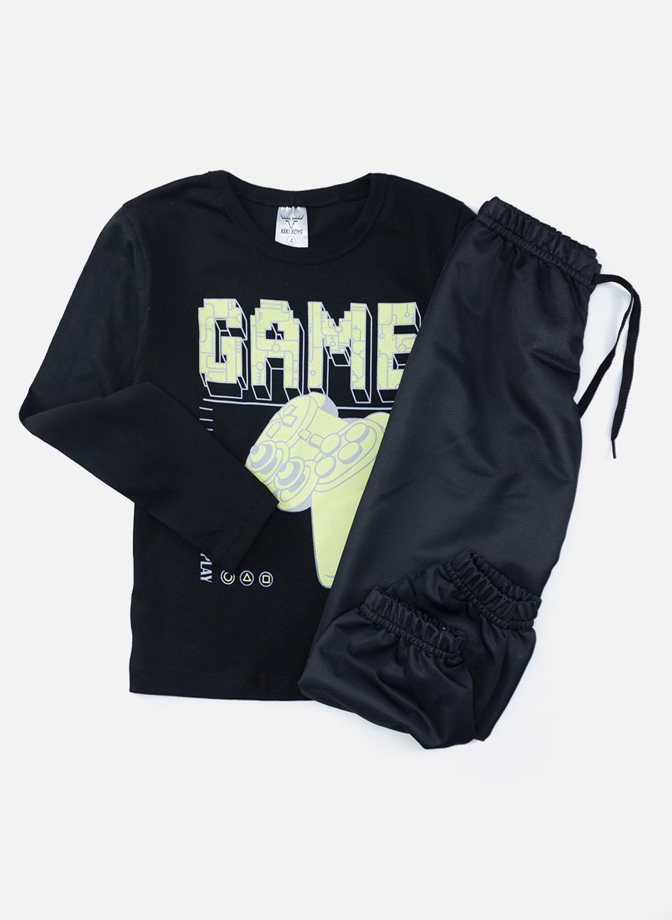 Conjunto Infantil Menino Meia Estação Game Preto 0103 - Keki Boys