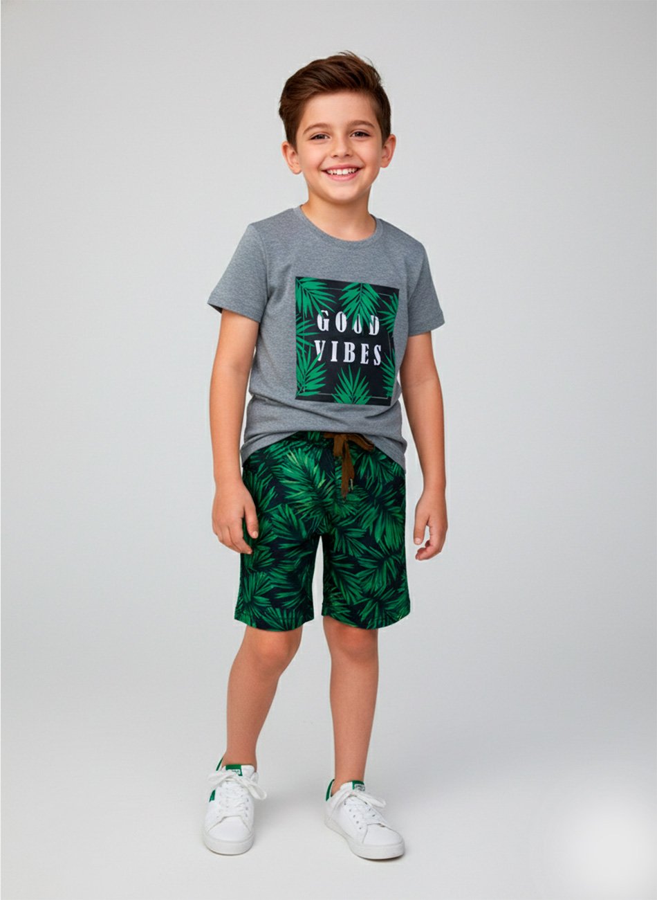 Conjunto Infantil Menino Good Vibes Mescla 0091 - Torrox