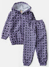 Conjunto Infantil Menina Corta Vento C/Capuz Florido Lilás 0185 - Laluna