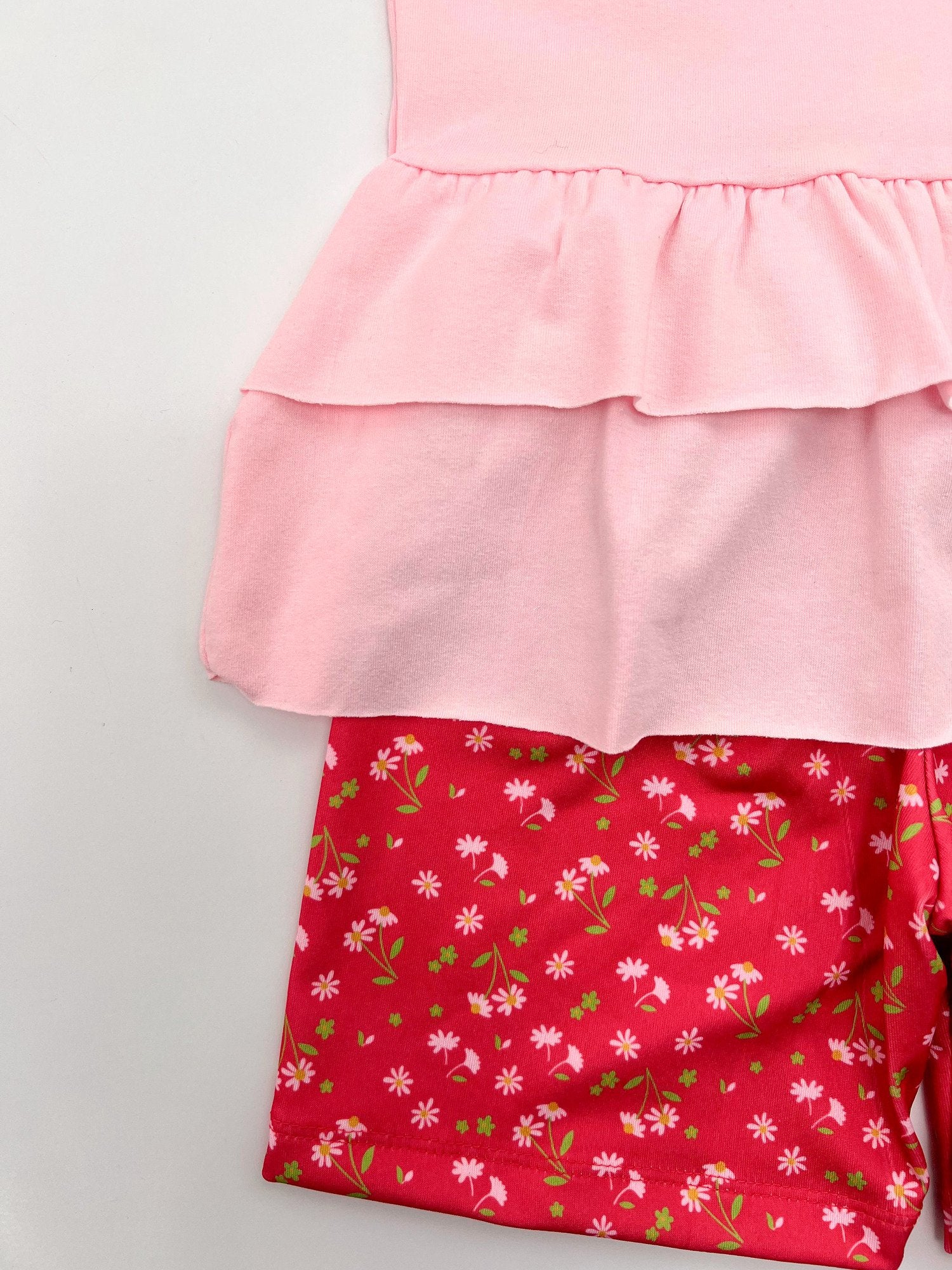 Conjunto Infantil Menina Regata Com Babado Verão Iaia - Regata 100% Algodão e Shorts 100% Poliéster Blush