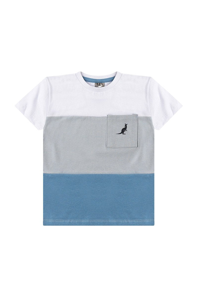 Conjunto Infantil Menino Verão Bolso Kangulu Branco