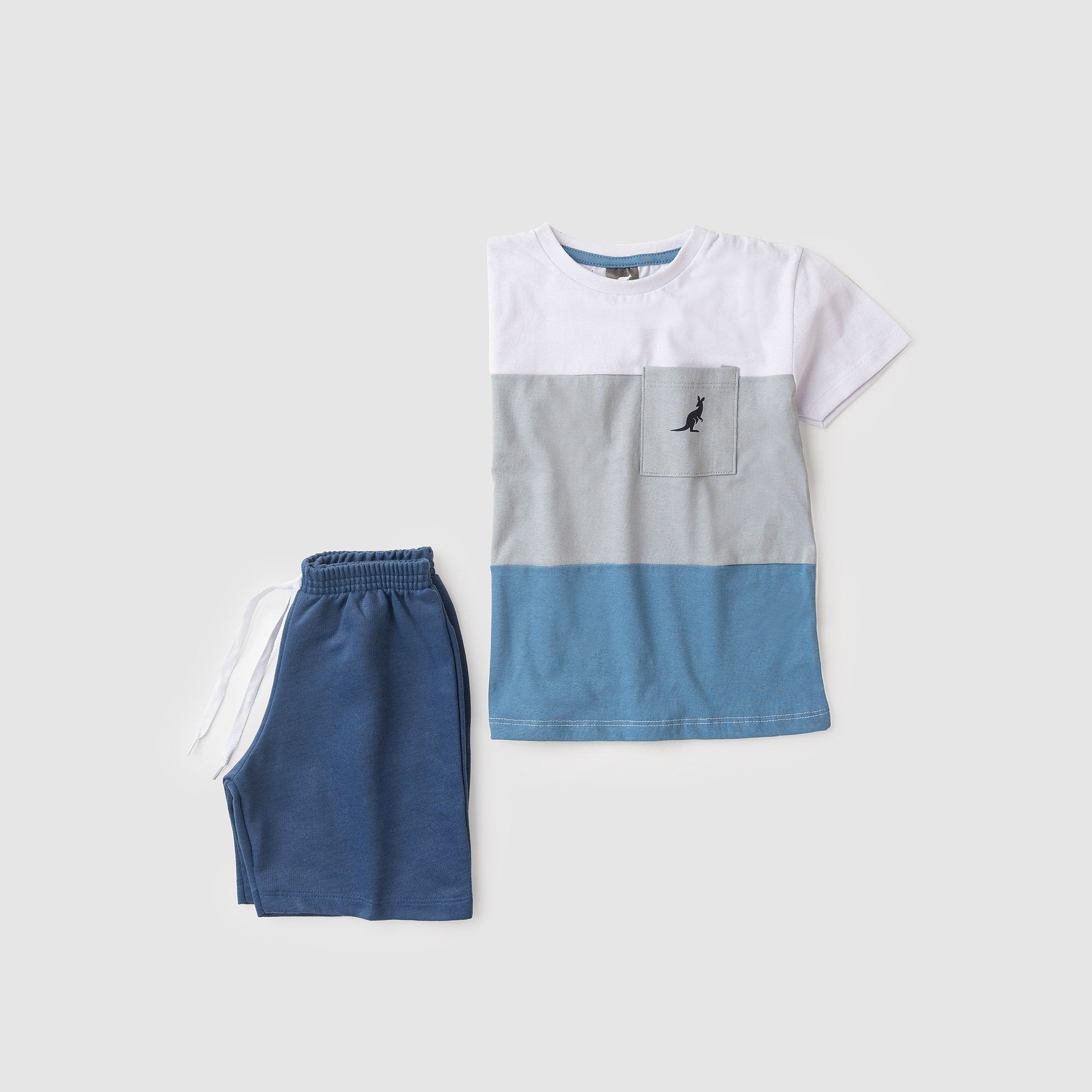 Conjunto Infantil Menino Verão Bolso Kangulu Branco