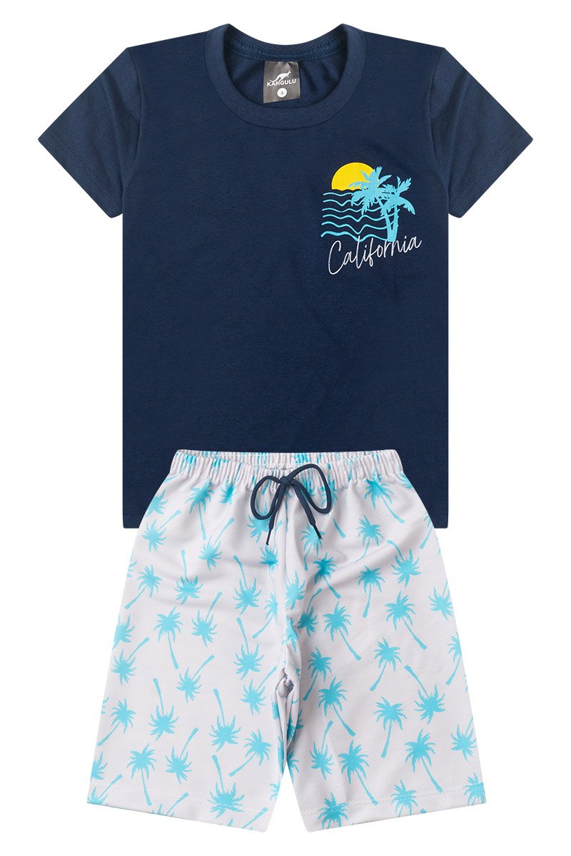 Conjunto Infantil Menino Verão California Kangulu Azul Marinho