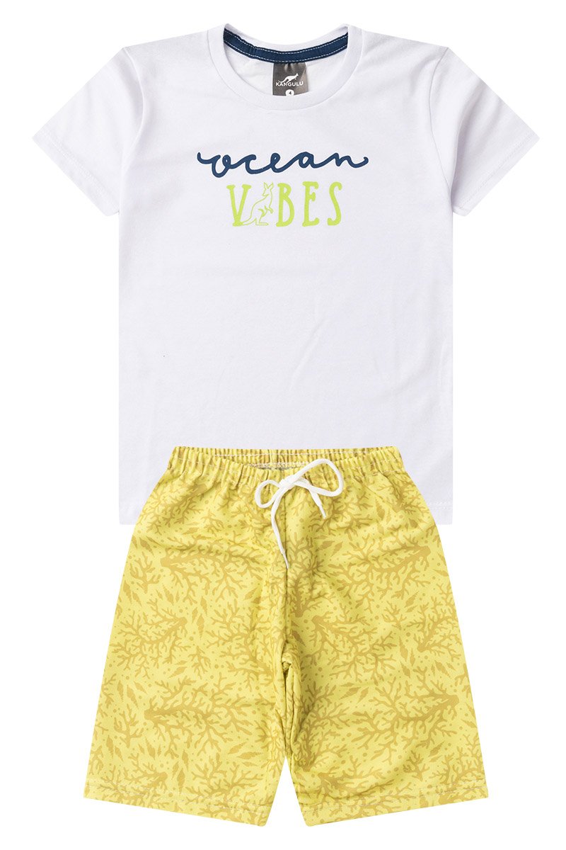 Conjunto Infantil Menino Verão Ocean Vibes Kangulu Branco
