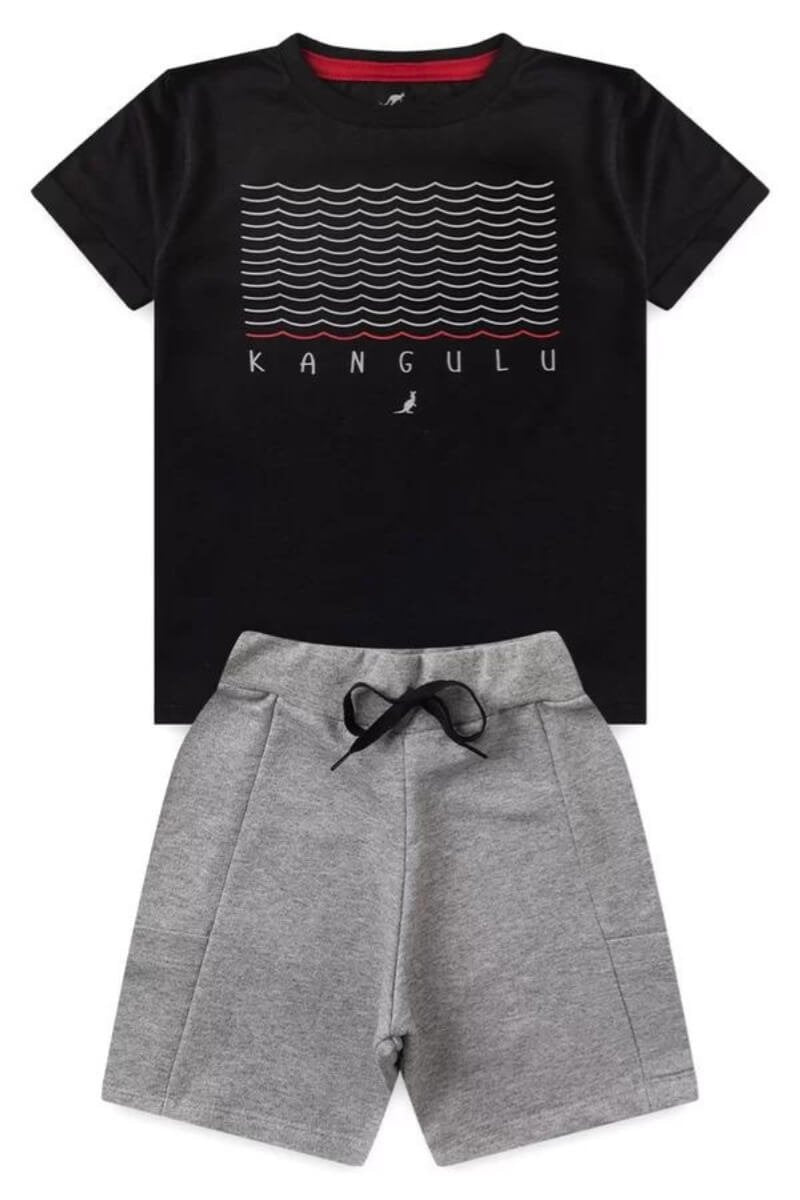 Conjunto Infantil Menino Verão Ondas Kangulu Preto