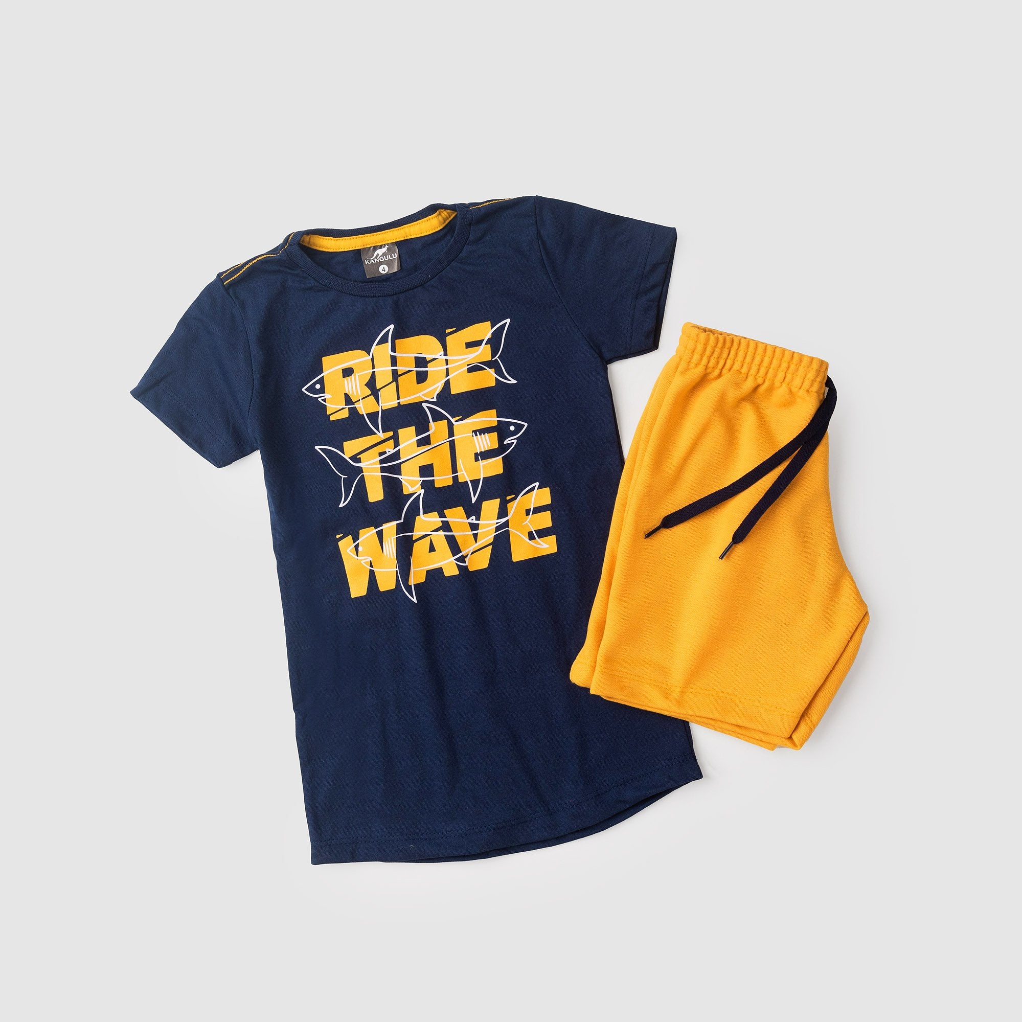 Conjunto Infantil Menino Verão Ride The Wave Kangulu Azul Marinho