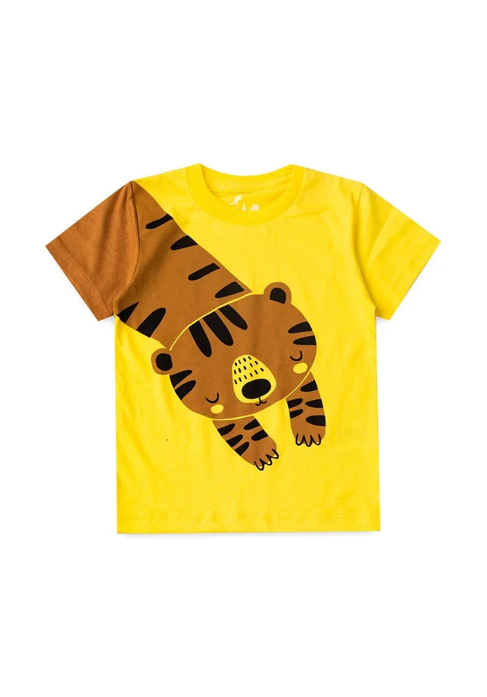 Conjunto Infantil Menino Algodão Premium Tigre Kangulu Amarelo