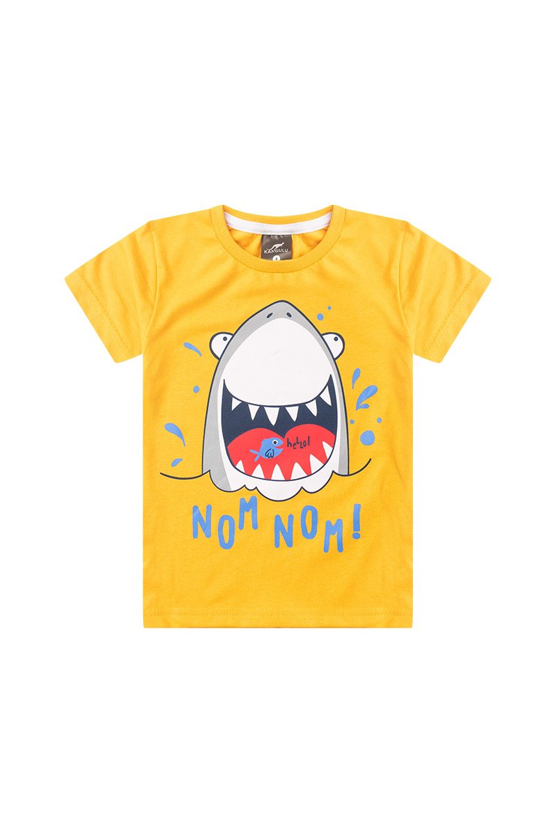Conjunto Infantil Menino Algodão Premium Tubarão Kangulu Amarelo