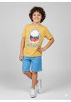Conjunto Infantil Menino Algodão Premium Tubarão Kangulu Amarelo