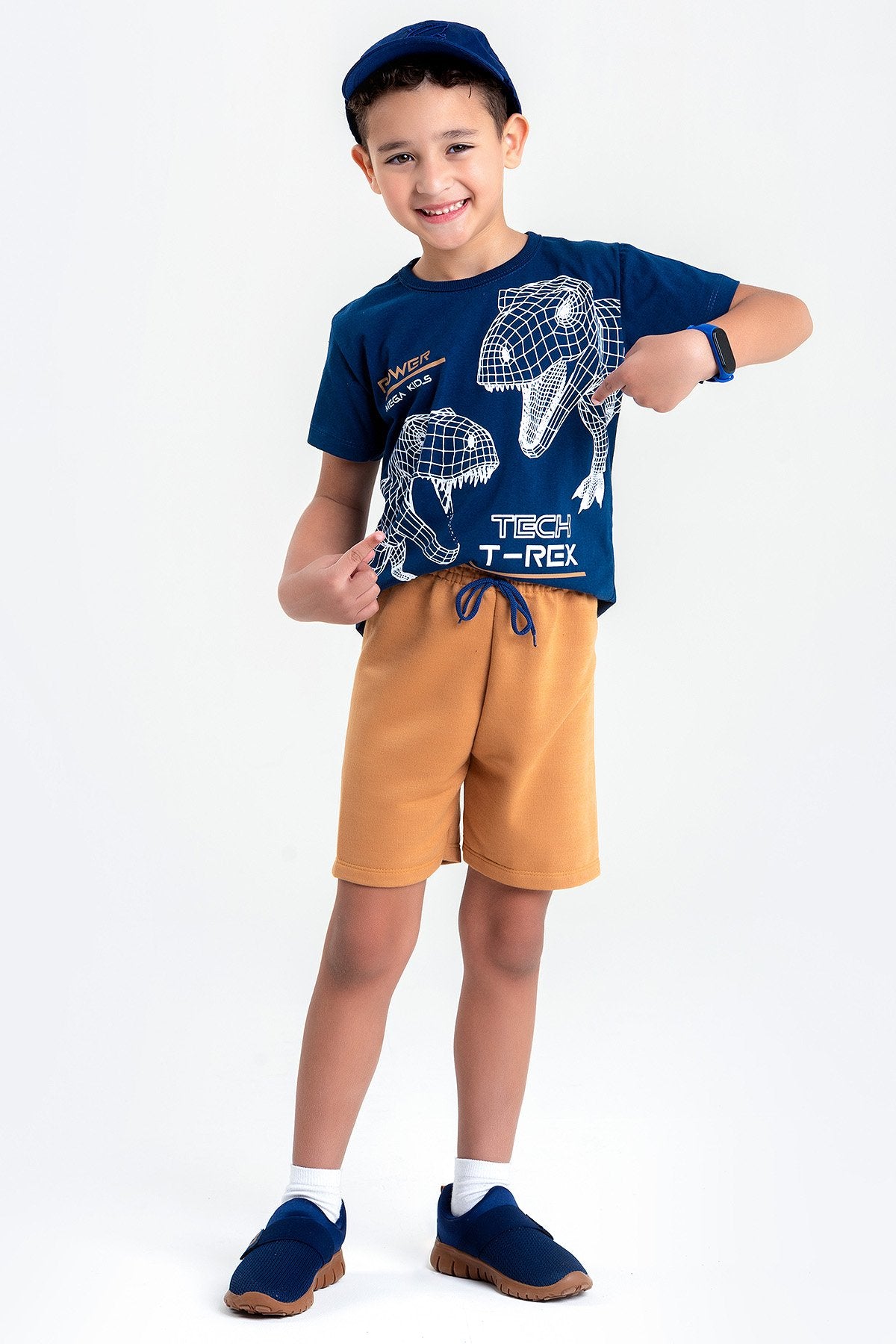 Conjunto Infantil Verão Masculino Power T-rex - Marinho