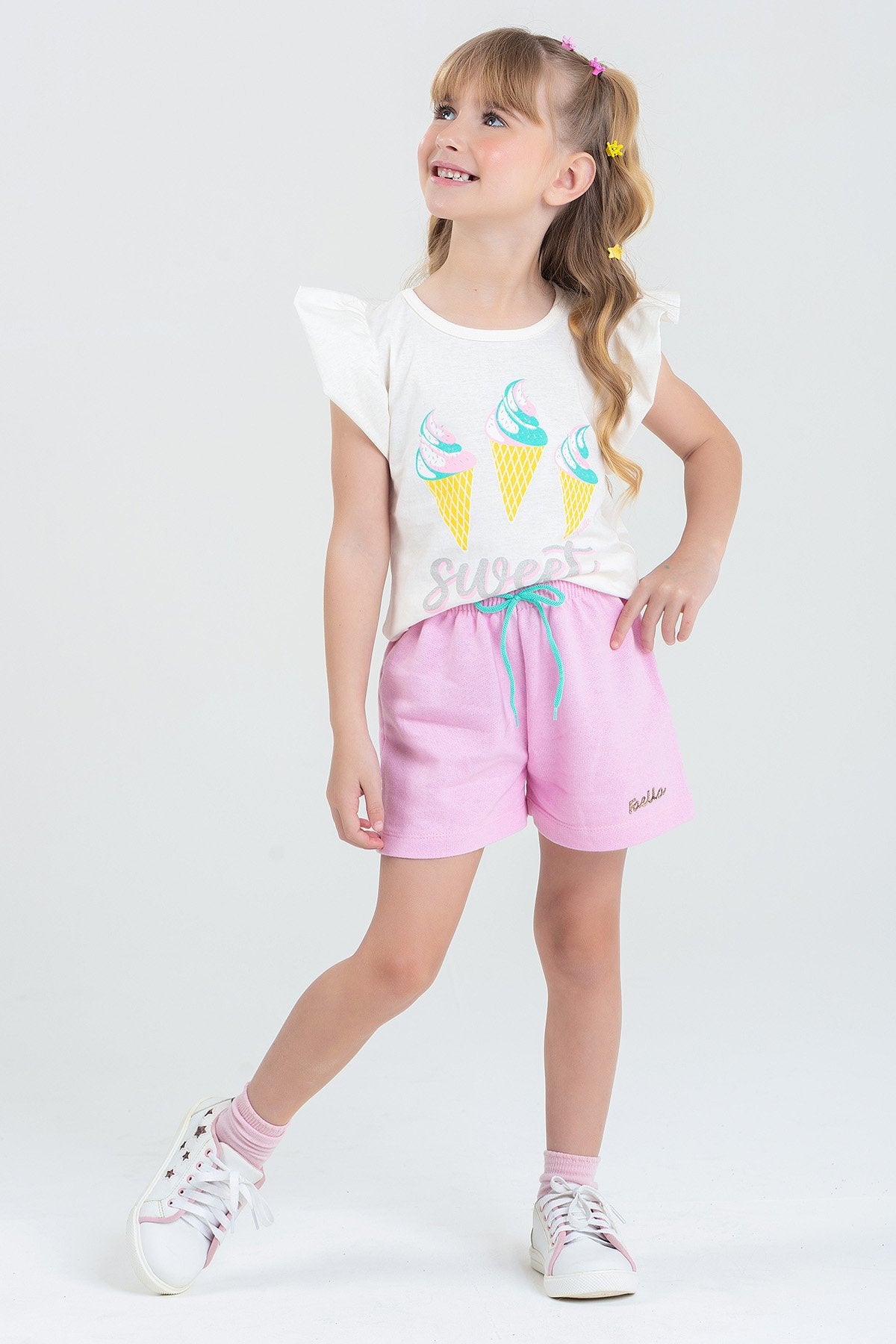 Conjunto Infantil Verão Feminino Sweet ice cream - Off