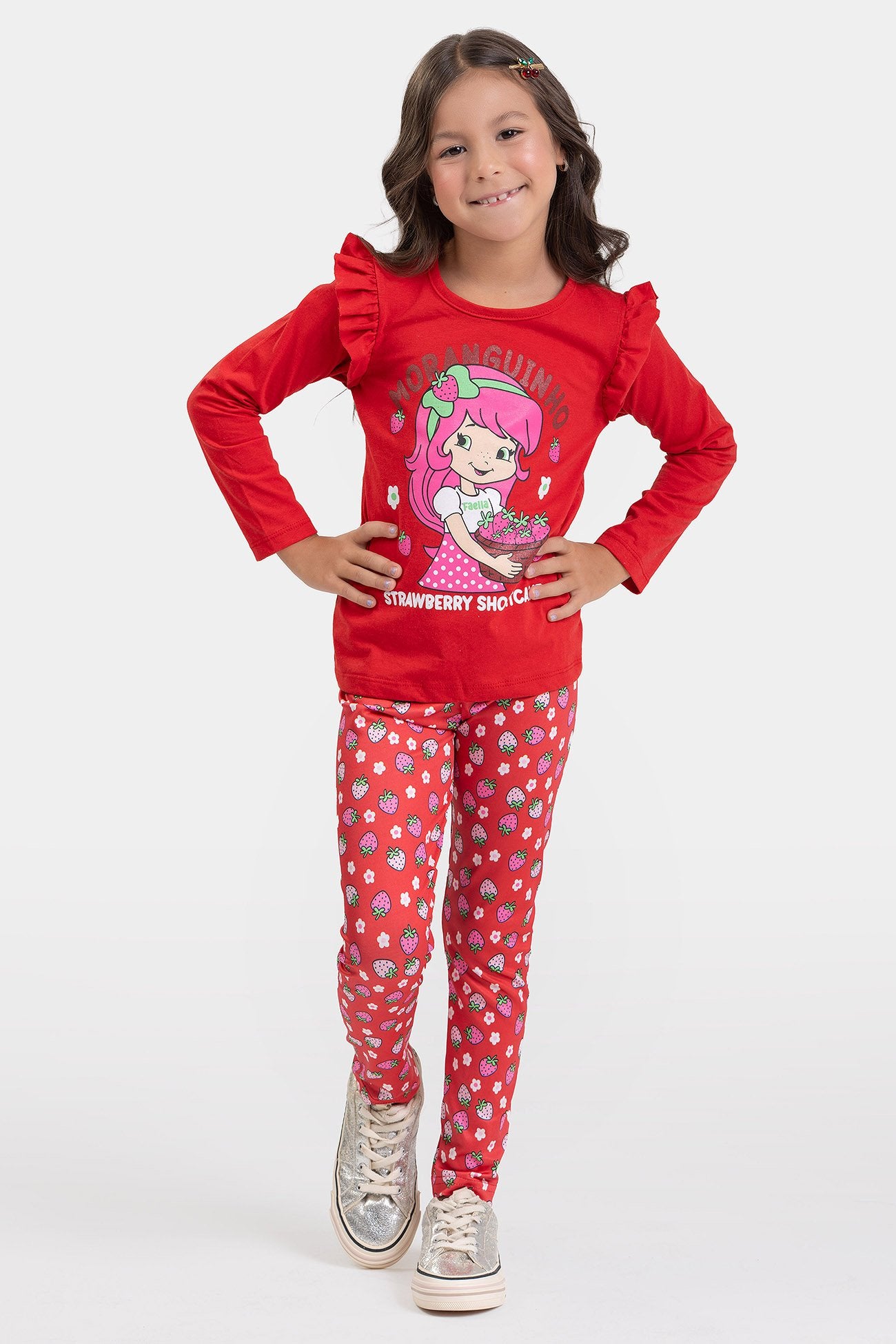 Conjunto Infantil Meia Estação Feminino Moranguinho - Vermelho
