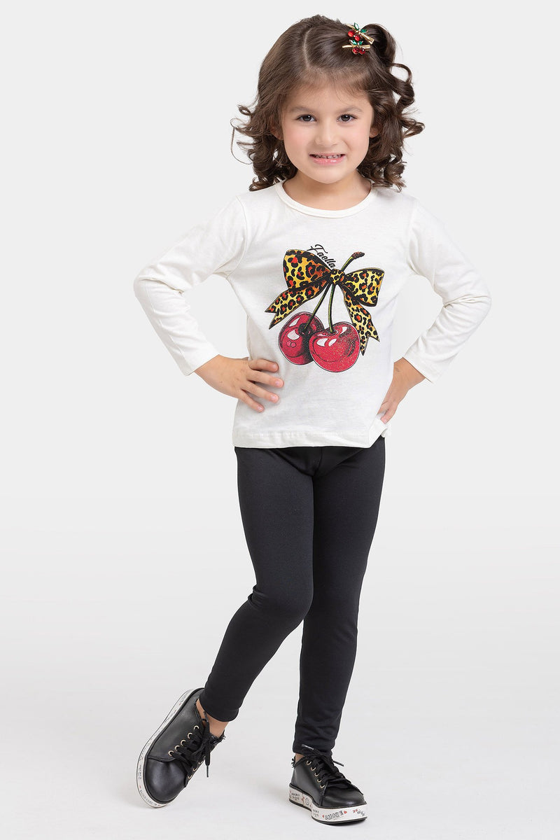 Conjunto Infantil Meia Estação Feminino Cerejas - Off-white
