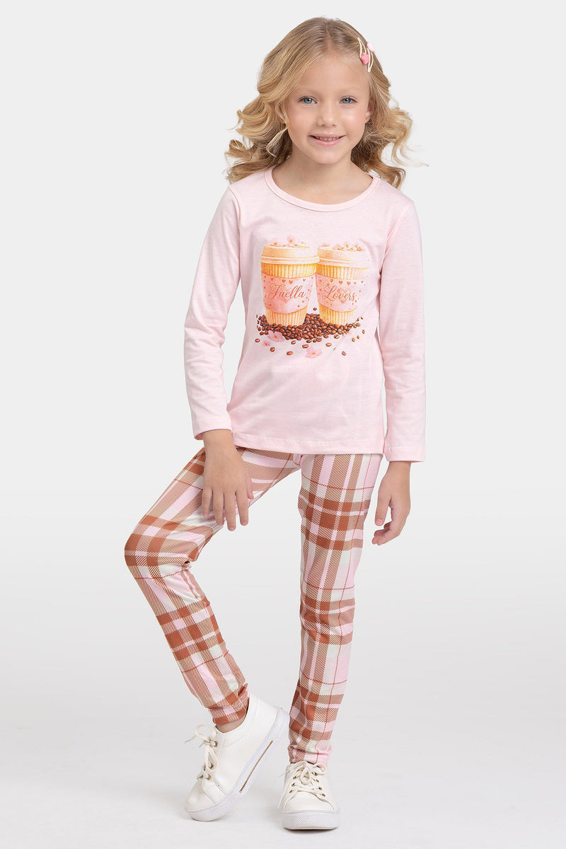Conjunto Infantil Meia Estação Feminino Coffee - Rosa