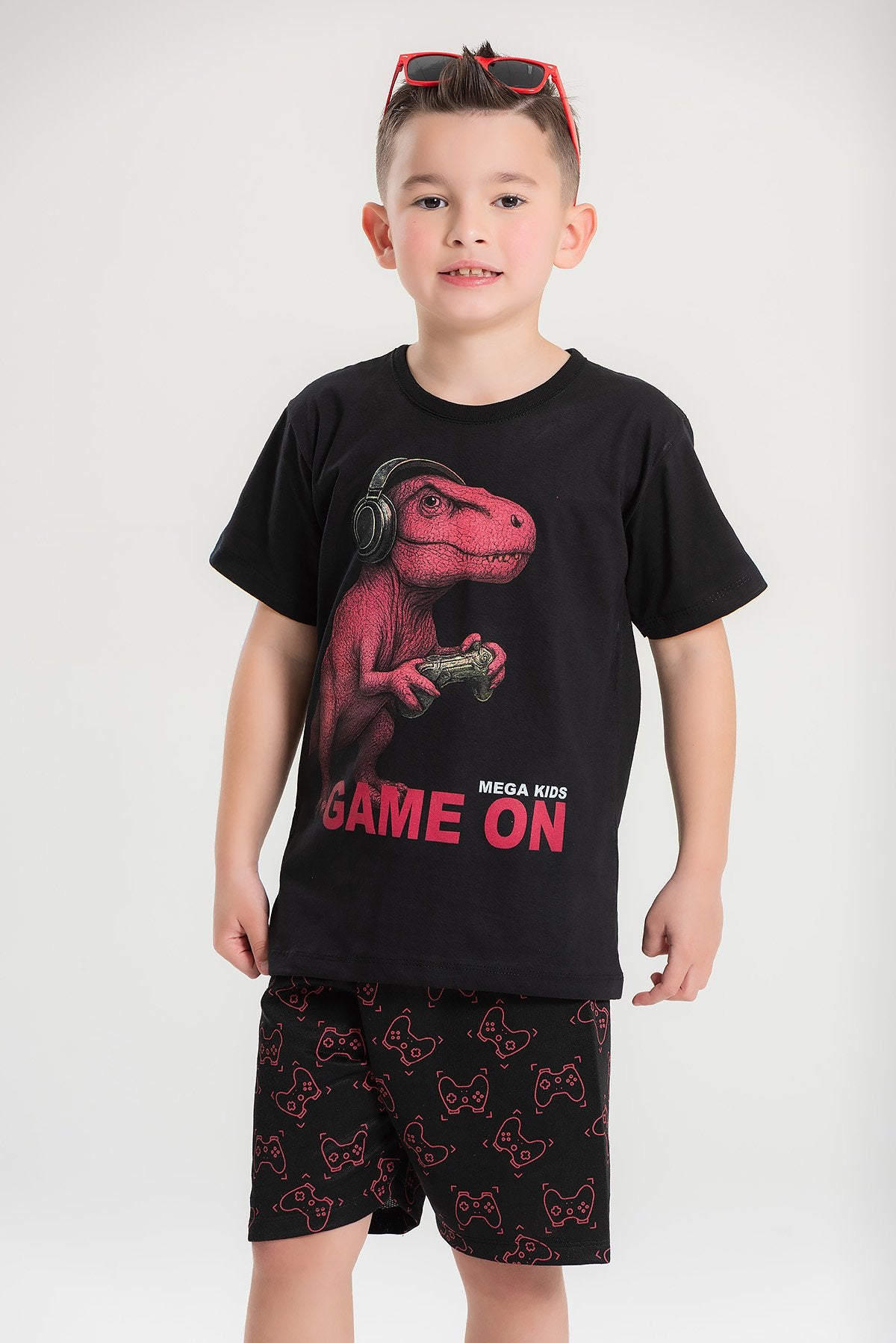 Conjunto Infantil Masculino Dino Vermelho - Preto