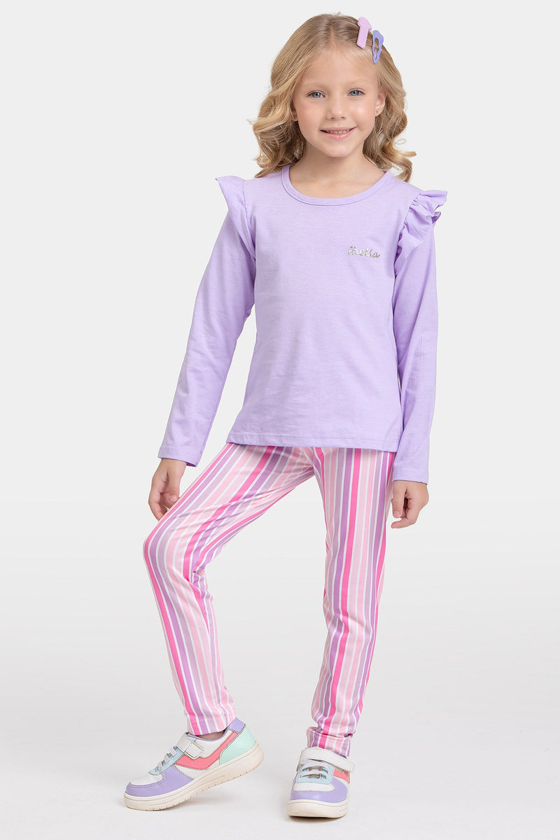 Conjunto Infantil Meia Estação Feminino Plaquinha Faella - Lilás