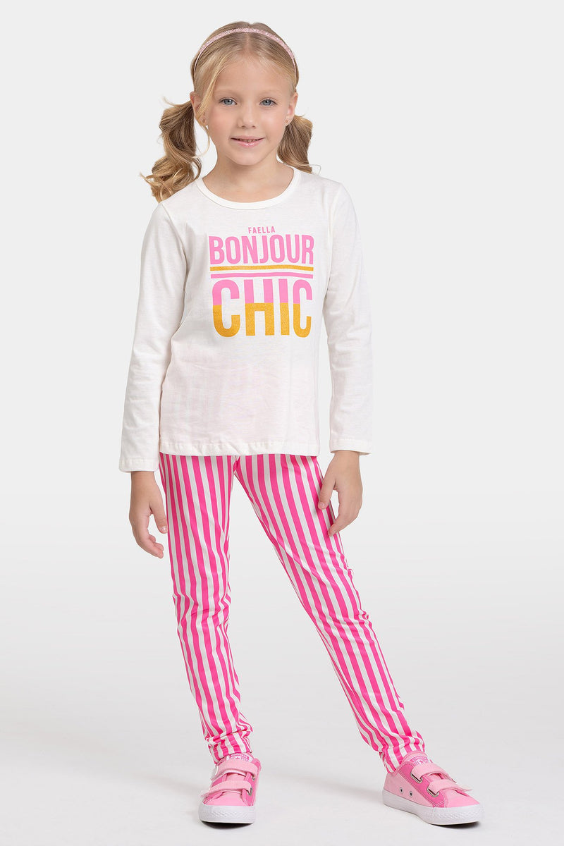 Conjunto Infantil Meia Estação Feminino Bonjur Chic - Off White
