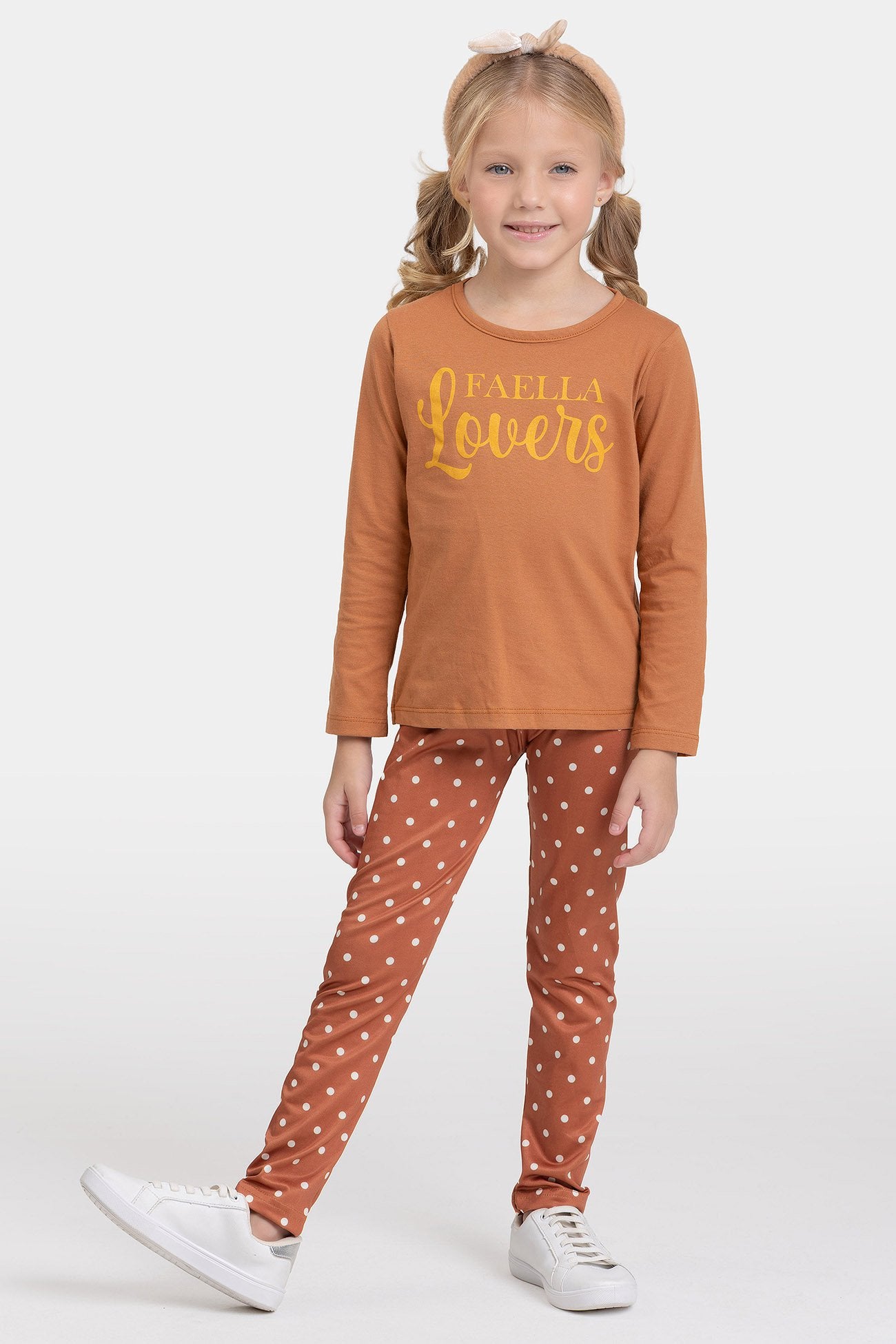 Conjunto Infantil Meia Estação Feminino Faella Lovers - Caramelo