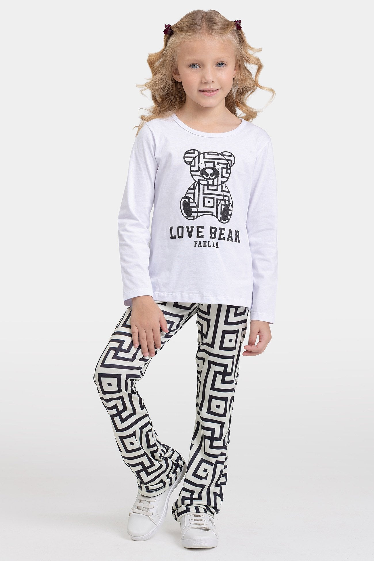 Conjunto Infantil Meia Estação Feminino Love Bear - Branco
