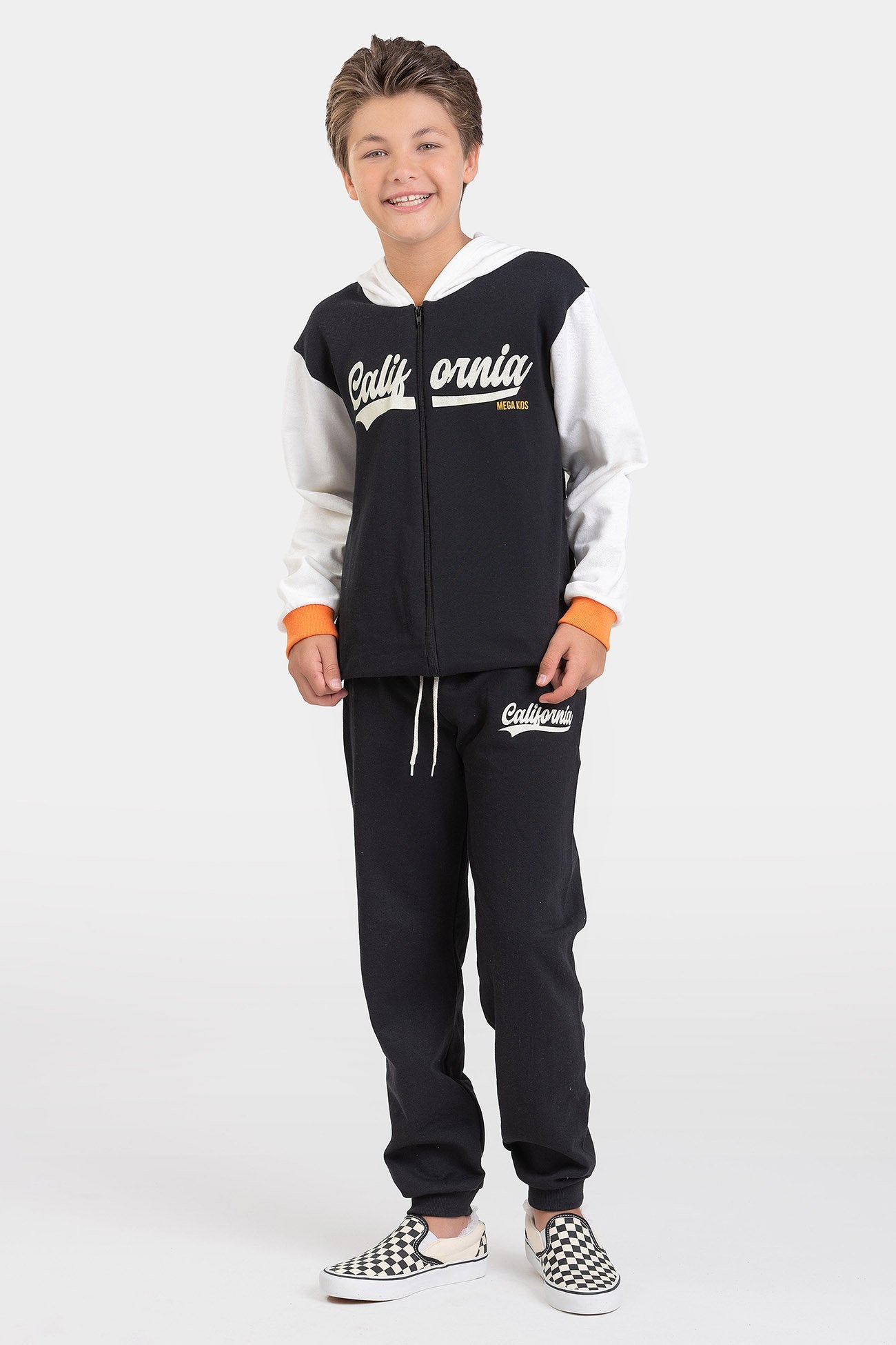 Conjunto Moletom Peluciado Infantil Masculino California - Preto