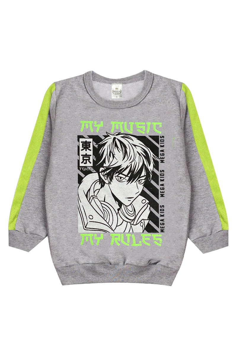 Conjunto Moletom Peluciado Infantil Masculino My Music - Mescla