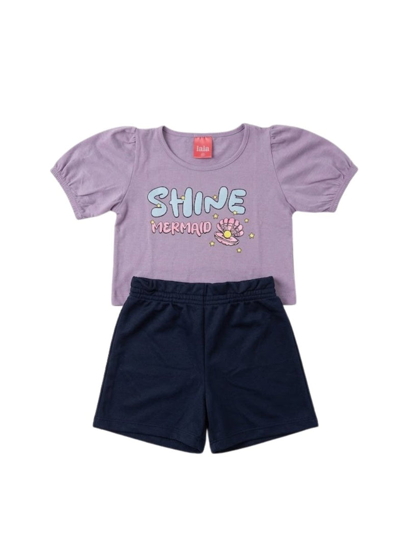 Conjunto Infantil Menina Verão Shine Mermaid Lilás