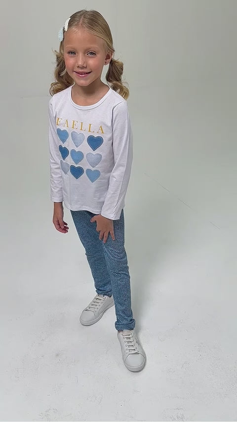 Conjunto Infantil Meia Estação Feminino Corações - Branco