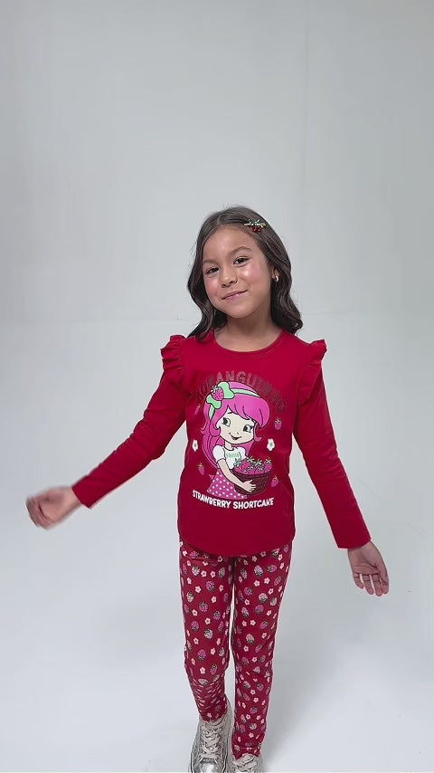 Conjunto Infantil Meia Estação Feminino Moranguinho - Vermelho