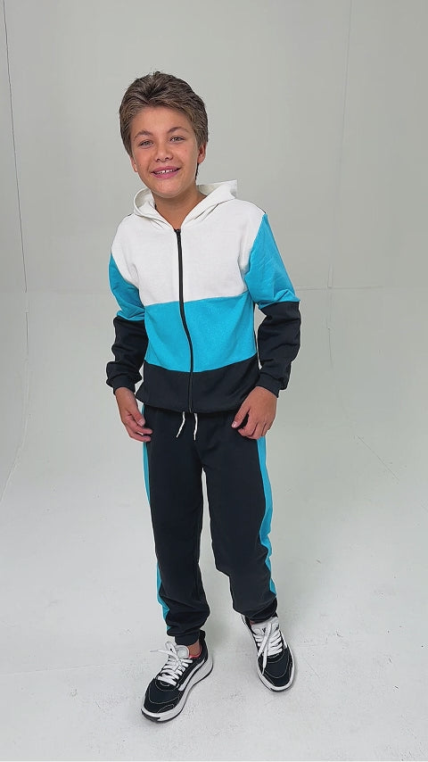 Conjunto Moletom Peluciado Infantil Masculino Recortes - Royal